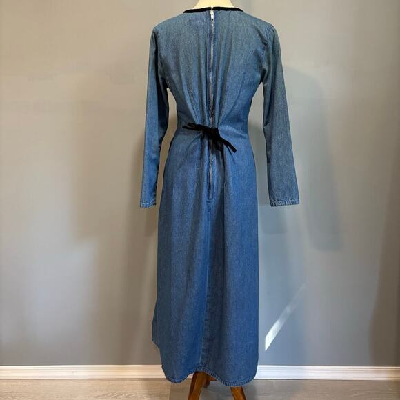Y2K retro denim long sleeve vintage dress, size 8 - Picture 5 of 7